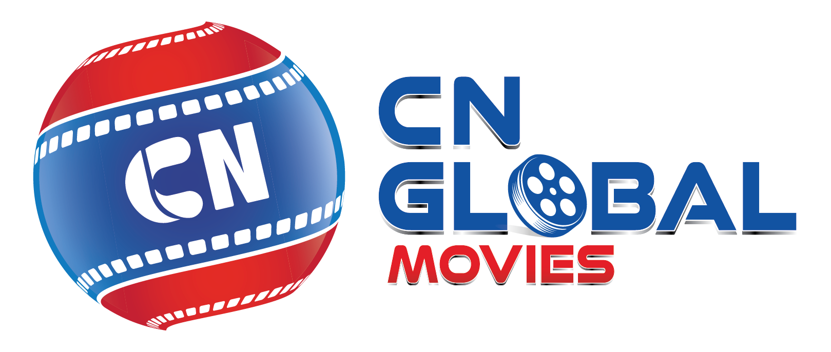 CN Global Movies Logo - Film Reel Globe with CN Global Movies Text